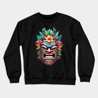 Floral Tiki Mask Hawaiian Crewneck Sweatshirt